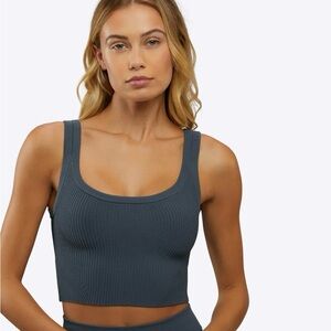Cuts Rib Tank Cropped Ocean Storm Tank XS NWT